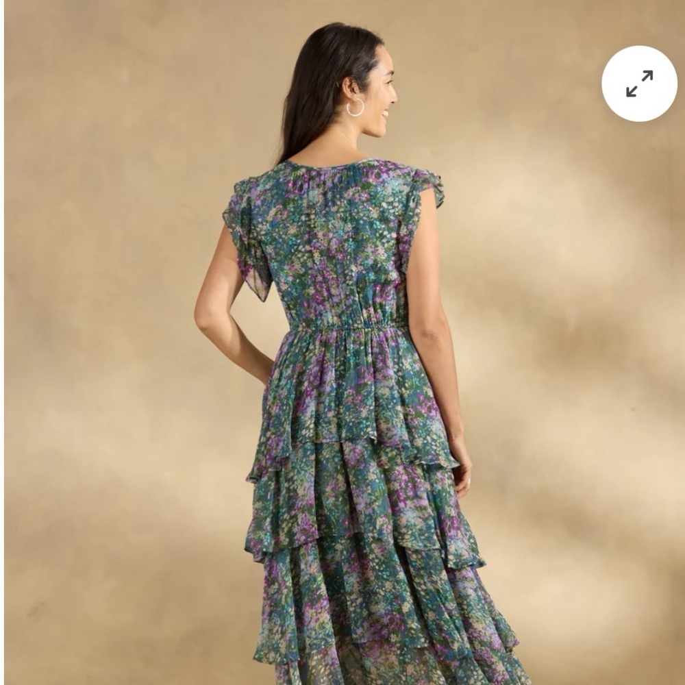 Chic Floral Maxi Dress in Green and Purple